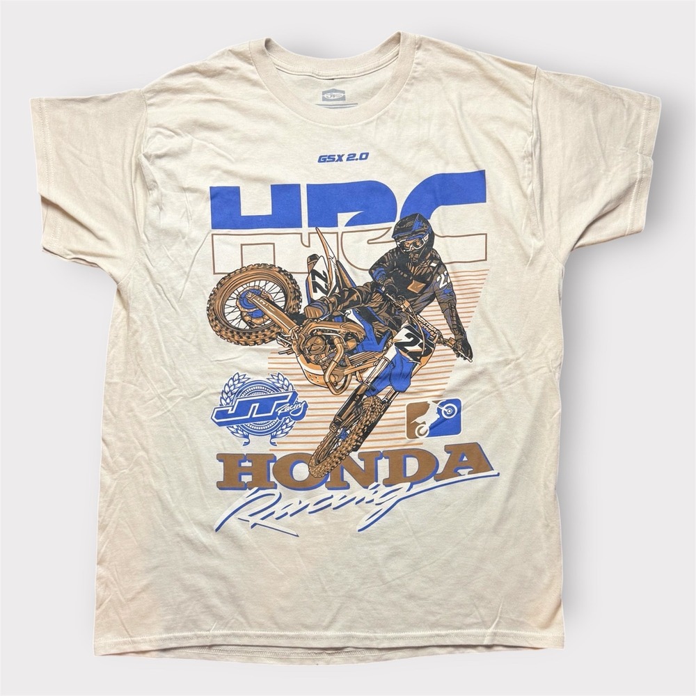JT Racing Honda HRC Motocross Graphic T-Shirt Tan Mens Large GSX 2.0 Dirt Bike